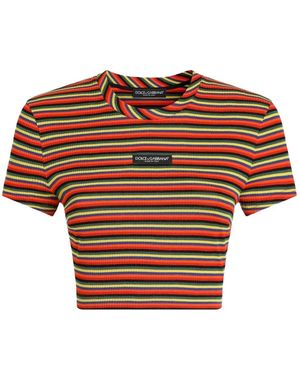 Dolce & Gabbana Striped Jersey T-Shirt - Brown