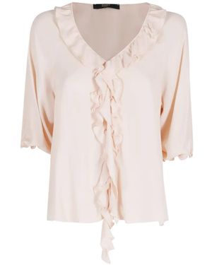 Seventy Ruffled V-Neck Top - Pink
