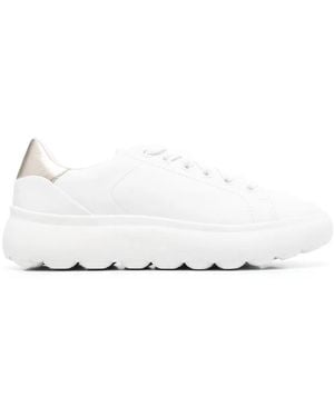 Geox Spherica Leather Sneakers - White