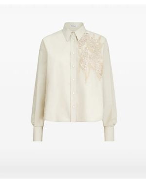 Brunello Cucinelli Techno Cotton Poplin Shirt With Dazzling Seabed Embroidery - White