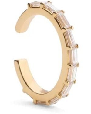 We by WHITEbIRD Pendiente Earcuff Helena En Oro Amarillo De 18 Ct Con Diamantes - Blanco