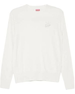 KENZO Logo-Embroidered Sweater - White