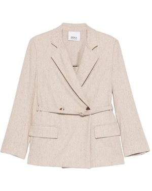 Erika Cavallini Semi Couture Belted Double-Breasted Blazer - Natural
