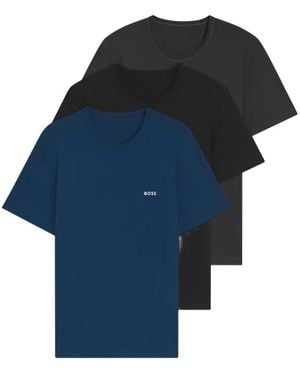 BOSS Three-Pack Cotton Undershirts - Blue