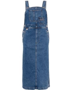 Chocoolate Logo-Embroidered Cotton Dungaree Dress - Blue