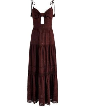 Alice + Olivia Minka Tie-Front Embroidered Maxi Day Dress - Purple