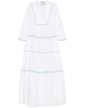 Vivetta V-Neck Crochet-Trim Maxi Dress - White