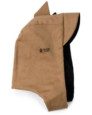 Prada Reversible Re-Nylon And Camel-Hair Hooded Scarf - Natural