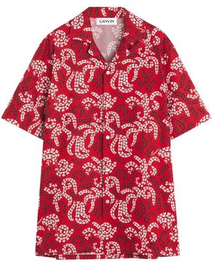Lanvin Cuban Collar Short-Sleeved Shirt - Red