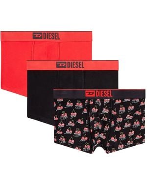 DIESEL Damien-Gft Logo-Cherry Heart Boxer (Pack Of Three) - Red