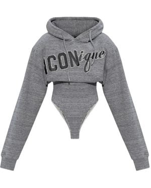 DSquared² Logo-Patch Hoodie Body - Grey