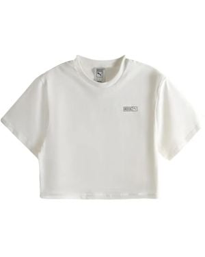PUMA X Rosé logo-detail cropped T-shirt - Weiß