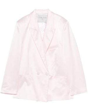 forte_forte Double-Breasted Satin-Finish Jacket - Pink