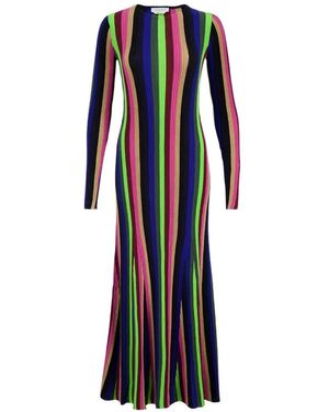 Gabriela Hearst Striped-Pattern Long-Sleeve Dress - Blue