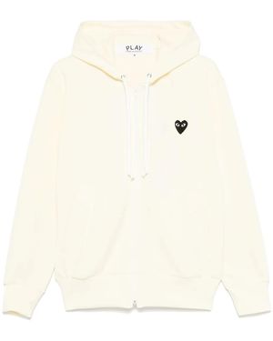 COMME DES GARÇONS PLAY Felpa Con Stampa Cuore Grande E Zip - Bianco