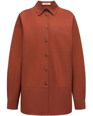12 STOREEZ Drop-Shoulder Cotton Shirt - Orange