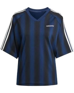 adidas Striped v-neck T-shirt - Blau