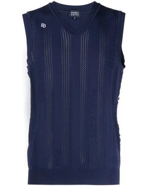 PEARLY GATES Jacquard-Pullunder mit V-Ausschnitt - Blau