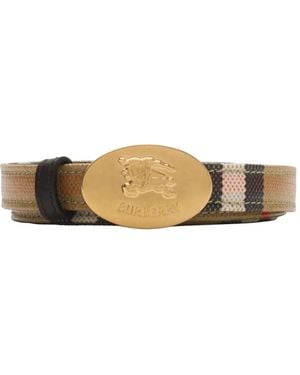 Burberry Equestrian Knight Geruite Riem - Wit