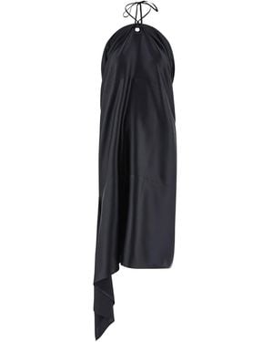 Ferragamo Asymmetric Satin Dress - Black