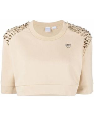 Pinko Embellished Cropped Sweatshirt - Natural