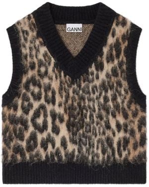 Ganni V-Neck Knitted Vest - Black