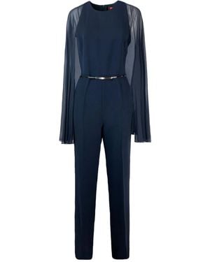 Max Mara Cape-Sleeve Jumpsuit - Blue