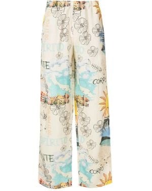 Amir Slama Graphic-Print Elastic-Waist Trousers - White