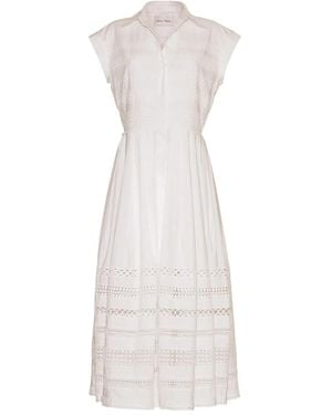 Cara Cara Lace-Insert Midi Dress - White