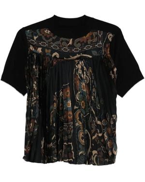 Sacai フローラル トップ - ブラック