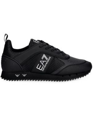 EA7 Logo-Print Panelled Trainers - Black