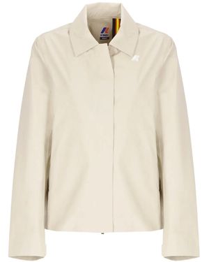K-Way Logo-Plaque Collar Jacket - Natural