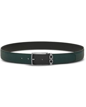 Ferragamo Rectangular-Buckle Reversible Belt - White