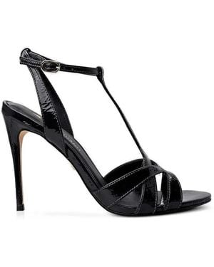 Carrano Patent-Effect T-Bar Sandals - Black