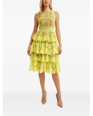 Bronx and Banco Bridget's Midi-Jurk Met Ruches - Geel