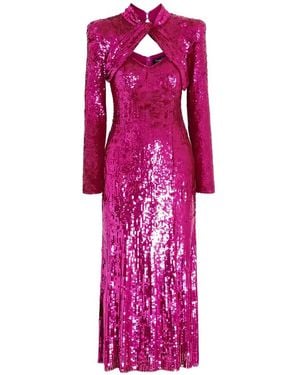 Jenny Packham Twisted Cutout Sequined Maxi Dress - Pink