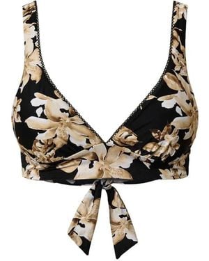 Twinset Floral-Print Bikini Top - Black