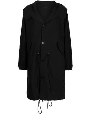Y's Yohji Yamamoto Oversized Hooded Coat - Black
