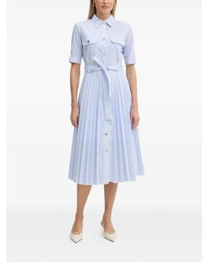 Fracomina Striped Belted Midi Dress - Blue