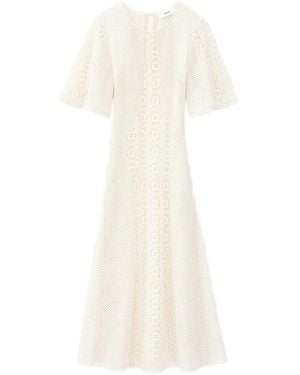 Ba&sh Vestido Midi De Encaje - Blanco