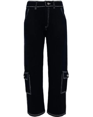 Barrie Contrast-Stitching Cargo Pants - Blue