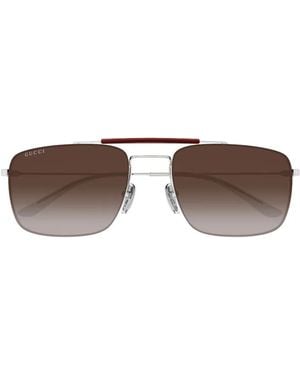 Gucci Geometric-Frame Sunglasses - Metallic