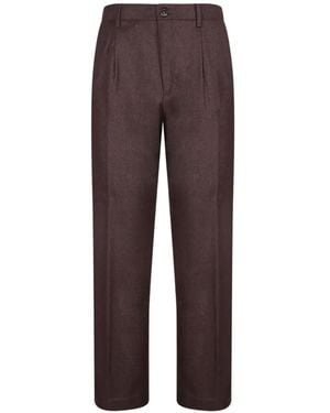 Canali Pleated Tailored Trousers - Brown