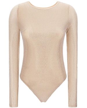 Twentyfourhaitch Arches Rhinestone-Embellished Long-Sleeve Bodysuit - White