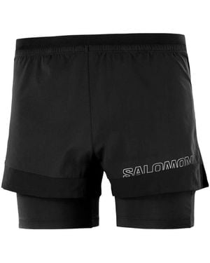 Salomon Logo-Print Layered Shorts - Black