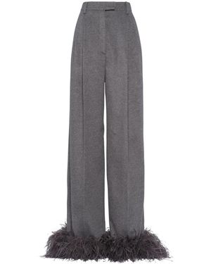Prada フェザートリム カシミアパンツ - グレー