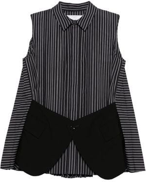 Sacai Striped Pocket Shirt - Black