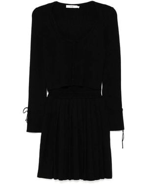 B+ AB Ribbed Knit Cardigan And Dress Set - Black