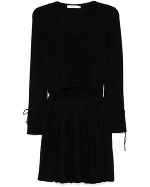 B+ AB Ribbed Knit Cardigan And Dress Set - Black