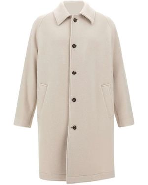 Eleventy Raglan-Sleeve Button-Up Coat - Natural